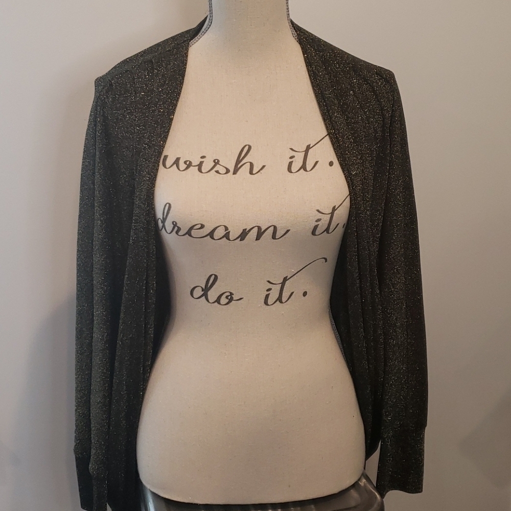 FREE WITH PURCHASE 𝅺F21 Bronze Metallic Bat Wing Sleeve Draped Cardigan